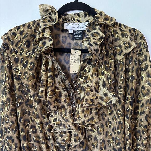 L Rothschild for Lilli Ann Bodysuit Size Large Night Life Ruffle Sheer Leopard - Picture 5 of 8